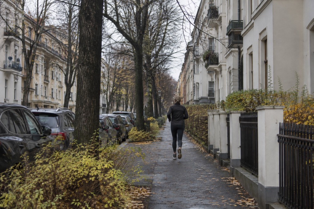 Apartment buildings and tree-lined street in Frogner