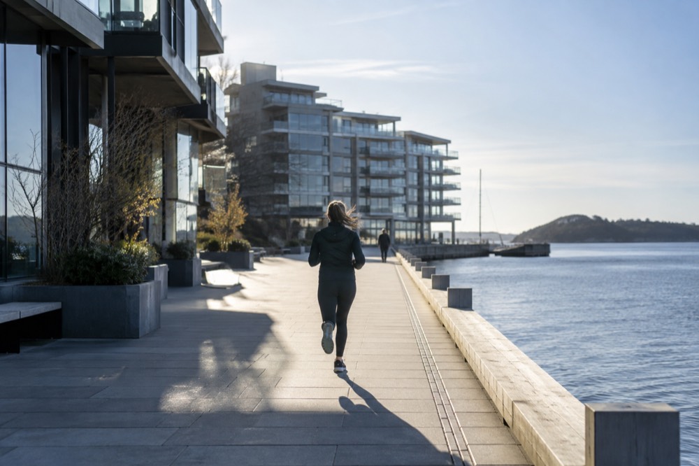 Modern apartment buildings at Tjuvholmen beside the Oslofjord