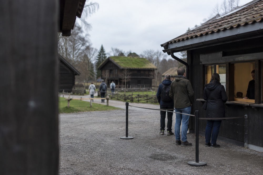 Ticket desk and entrance area of an open-air museum in Oslo
