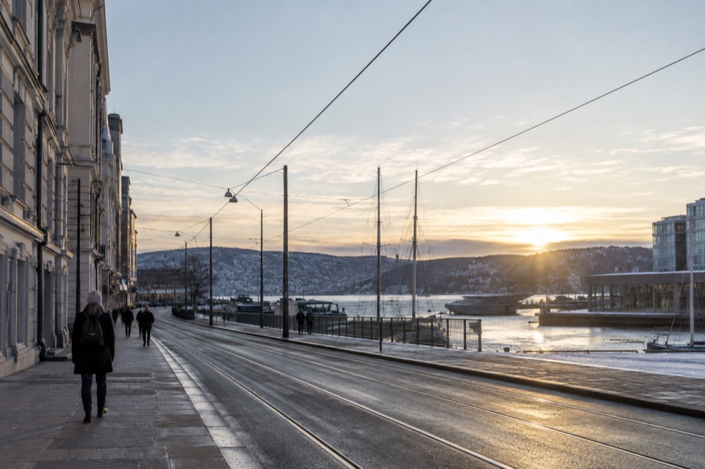 Low sun over a northern Norwegian coastal landscape